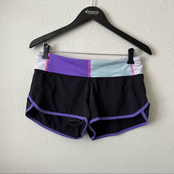 Lululemon Run Speed Short Black / Power Purple / Quilt Summer zip pocket floral - Picture 2 of 8